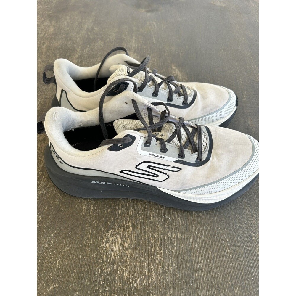Skechers Max Run Vorteza Waterproof White Sneaker Running Shoes Men's Size 11.5